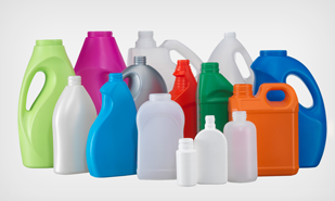 HDPE plastic milk jugs, detergent and oil bottles, toys, and some plastic bags.